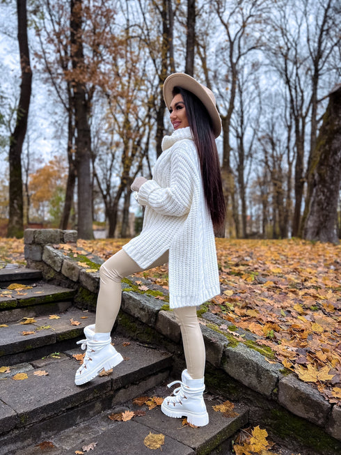 ELYNDI Удлиненный шерстяной свитер - белый